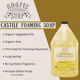 Adams Handmade Soap Lemon Sage label closeup highlights natural ingredients.