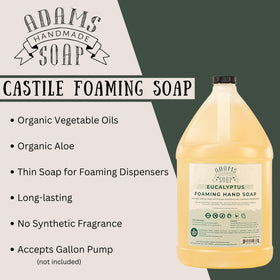 Adams Handmade Soap eucalyptus bottle with pump for quick refills.