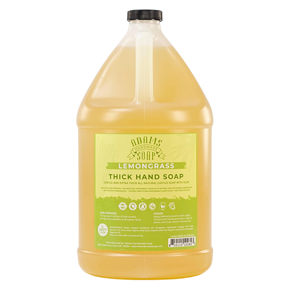 Adams Handmade Soap Lemongrass Thick Castile refill for hand washing.