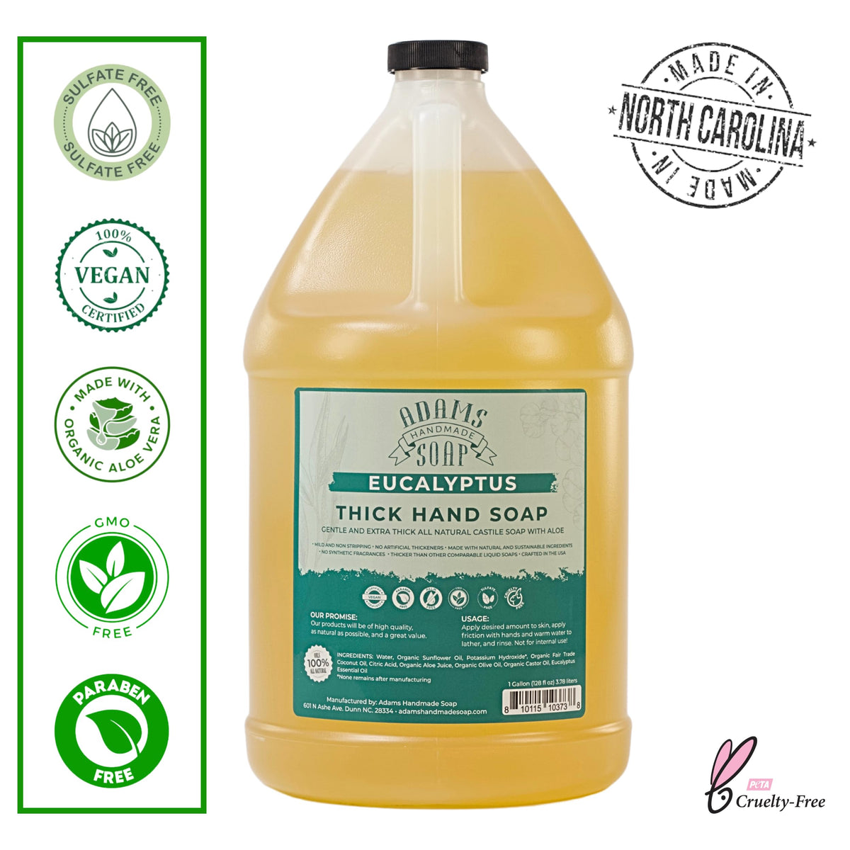 Adams Handmade Soap thick castile hand soap bottle ready for refill and eco-friendly use.