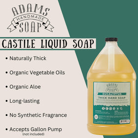 Adams Handmade Soap 1 gallon refill packaging signals sustainable, no-synthetic ingredients promise.
