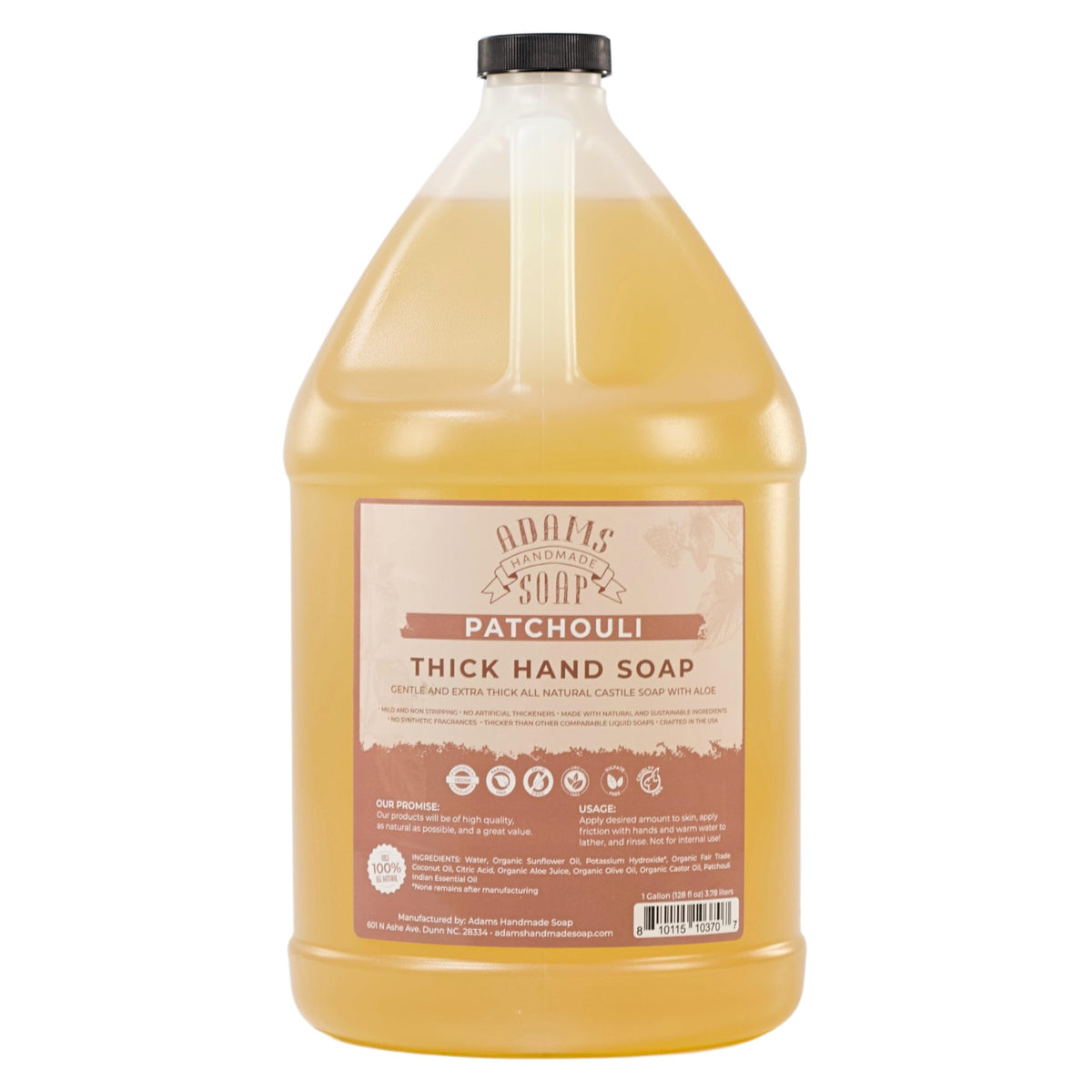 Adams Handmade Soap patchouli hand soap bottle for gentle cleansing
