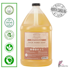 Adams Handmade Soap patchouli liquid soap, foam-ready for easy hand washing