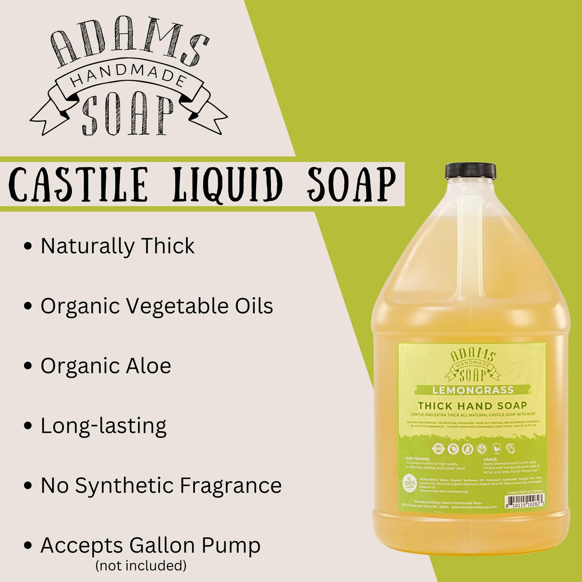 Adams Handmade Soap 1 gallon refill for large spaces.