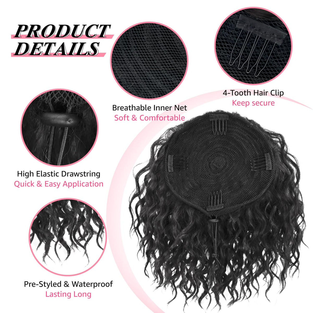 Adancyler drawstring ponytail extender secures quick style changes for busy mornings.