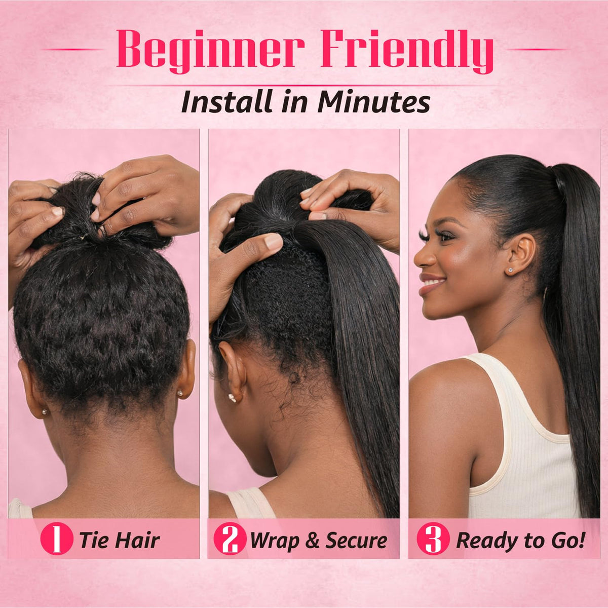 Adancyler Yaki Straight Ponytail Beginner-Friendly Wrap-in installs in minutes