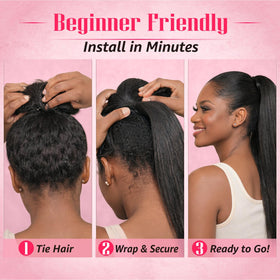 Adancyler Yaki Straight Ponytail Beginner-Friendly Wrap-in installs in minutes