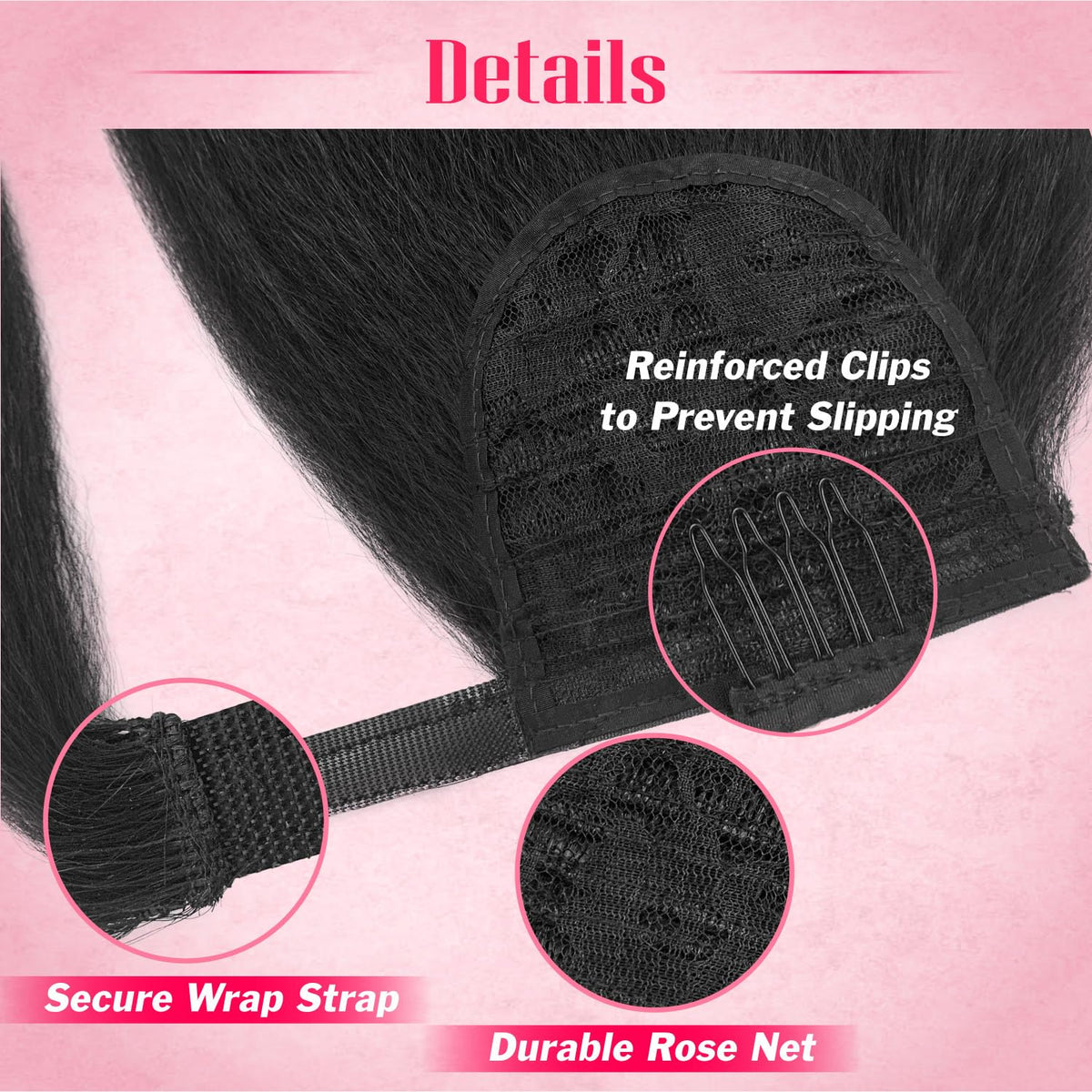 Adancyler Yaki Straight Ponytail Natural Texture blends with relaxed or blown-out hair