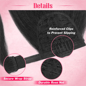 Adancyler Yaki Straight Ponytail Natural Texture blends with relaxed or blown-out hair