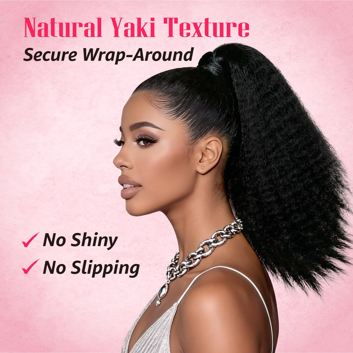 Adancyler Yaki Straight Ponytail Clip-In features reinforced inner combs for secure fit