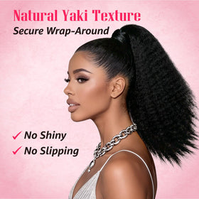 Adancyler Yaki Straight Ponytail Clip-In features reinforced inner combs for secure fit