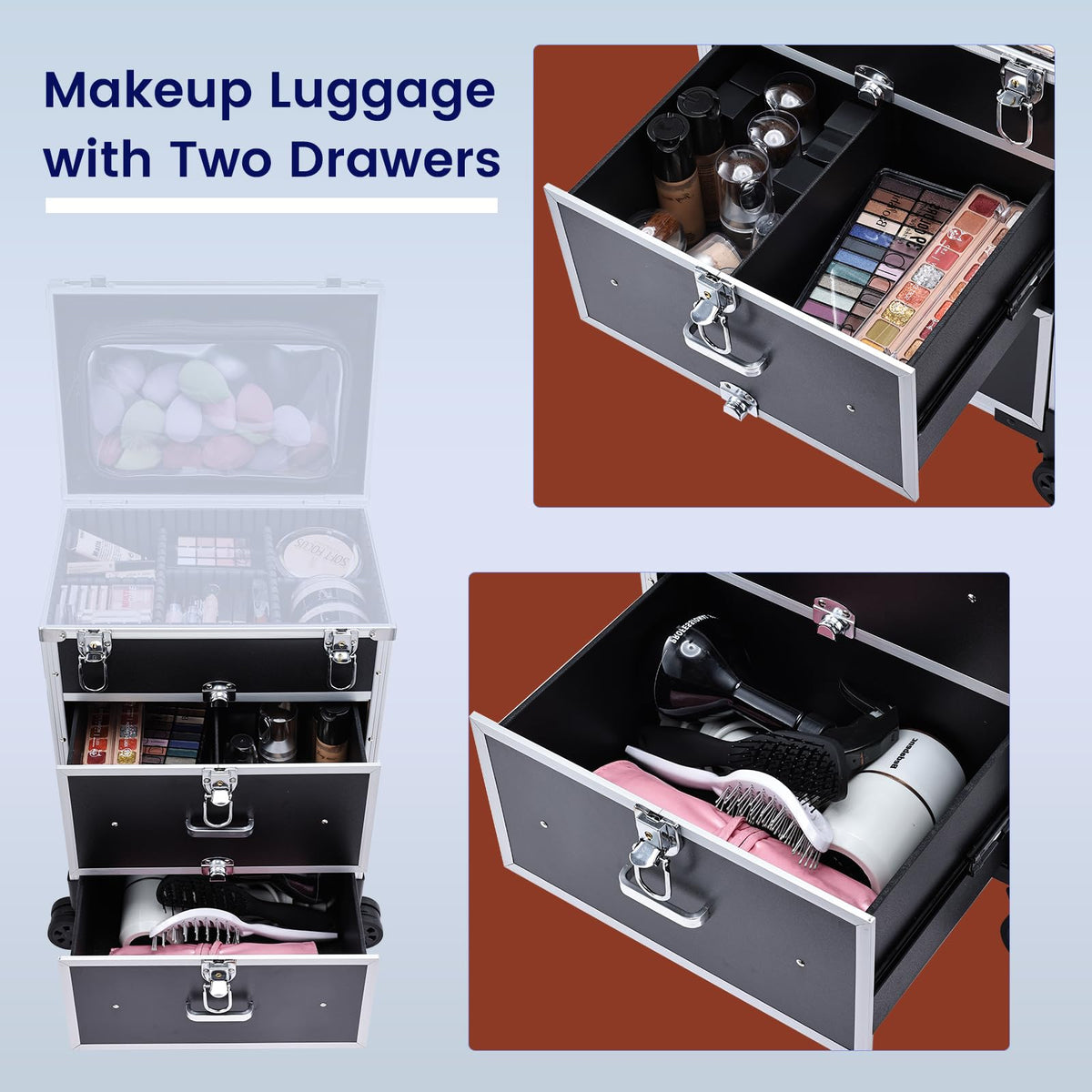 Adazzo lockable makeup case with keys to prevent loss