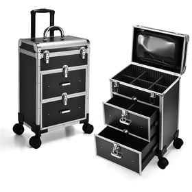 Adazzo professional rolling makeup train case with wheels for easy transport