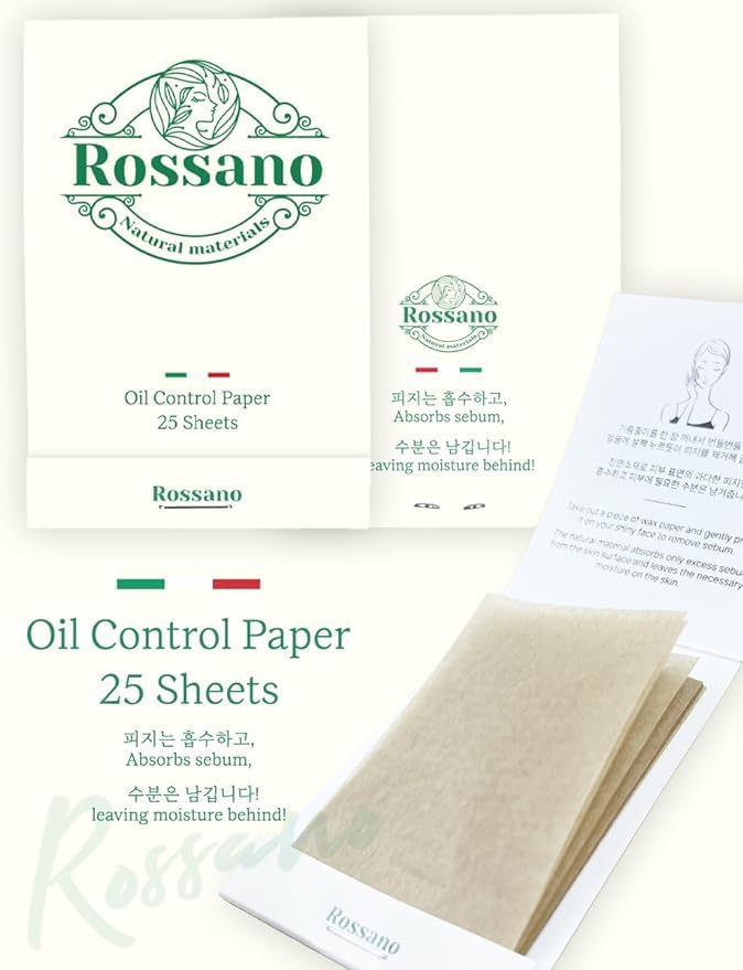 ADDERENITY ROSANO oil-control papers pack, absorbent on-the-go for shine management.
