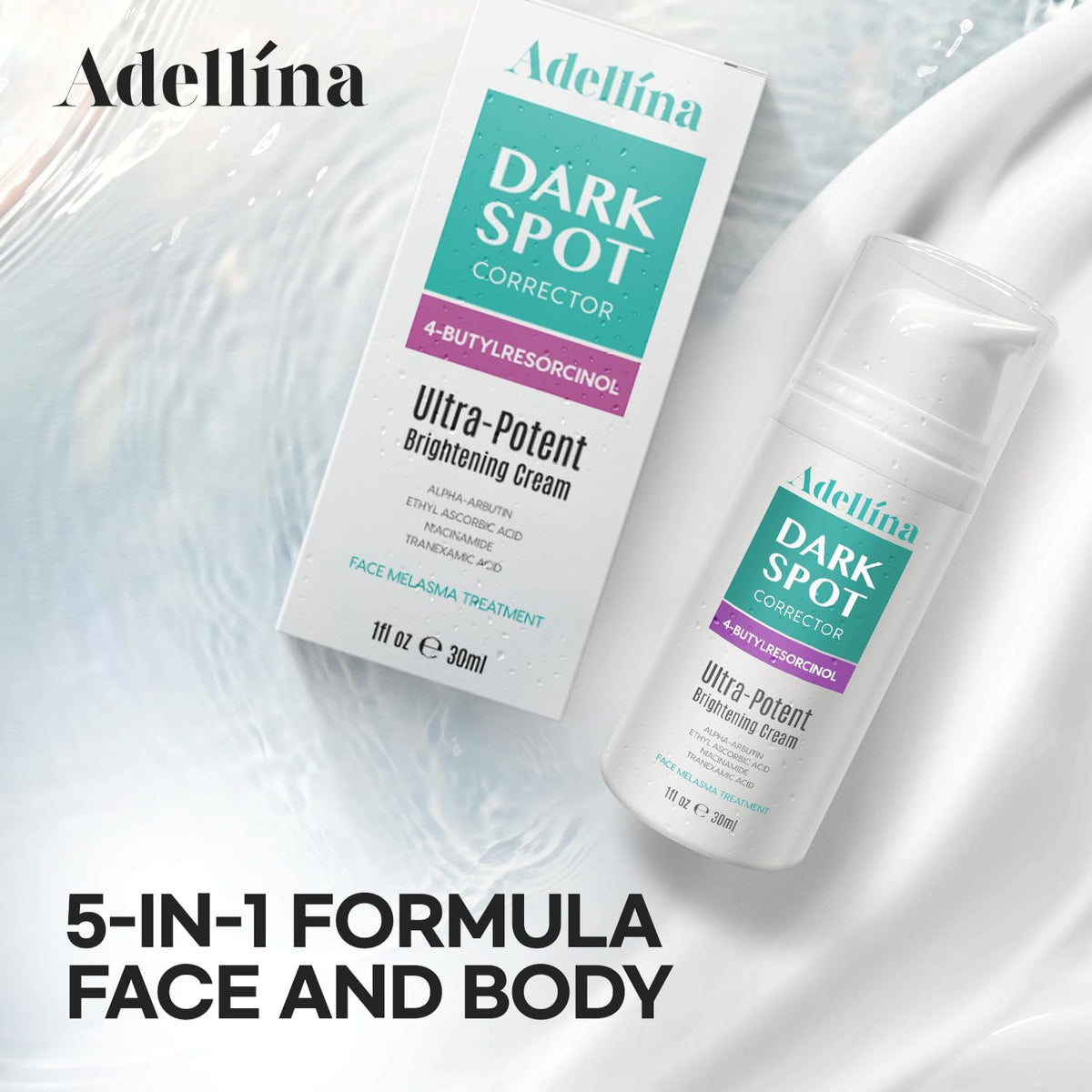 Adellina application on cheek demonstrates lightweight, non-greasy feel.