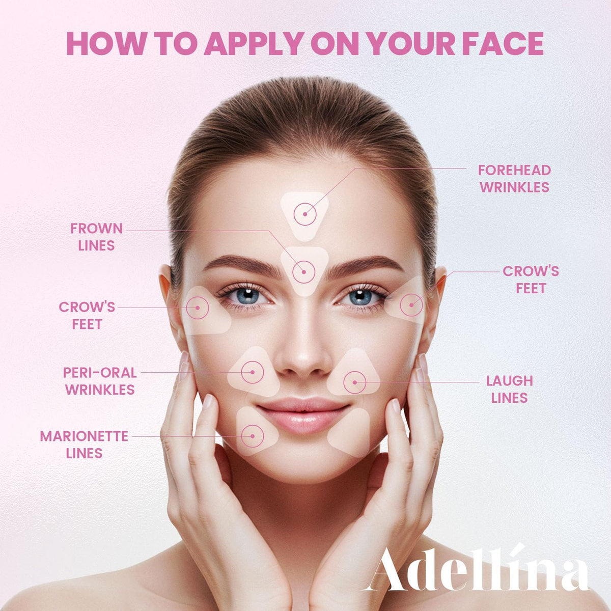 Adellina patches over smile lines help reduce creases overnight.