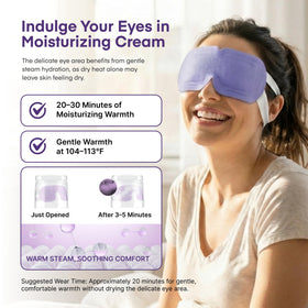 User relaxing with Adellina Steam Eye Mask after screen time