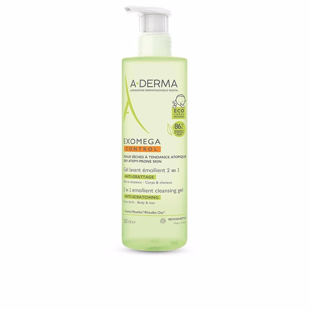 A-Derma Exomega Gel Emollient 2-in-1 bottle for gentle daily hydration