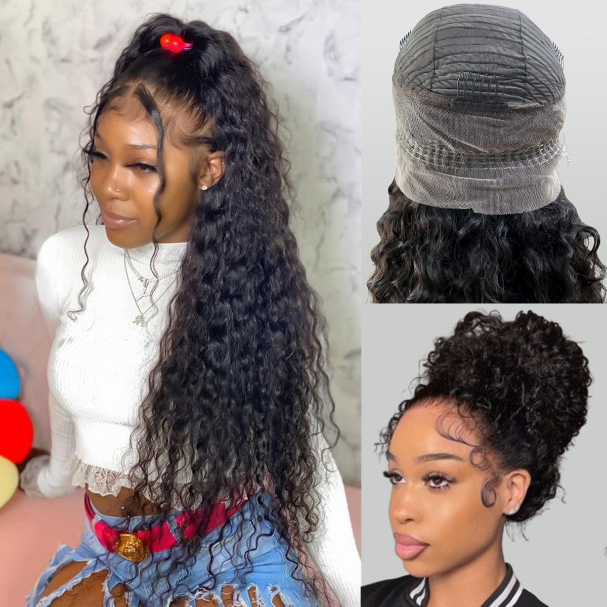 ADESORAES 360 glueless wig with drawstring for secure, natural fit.