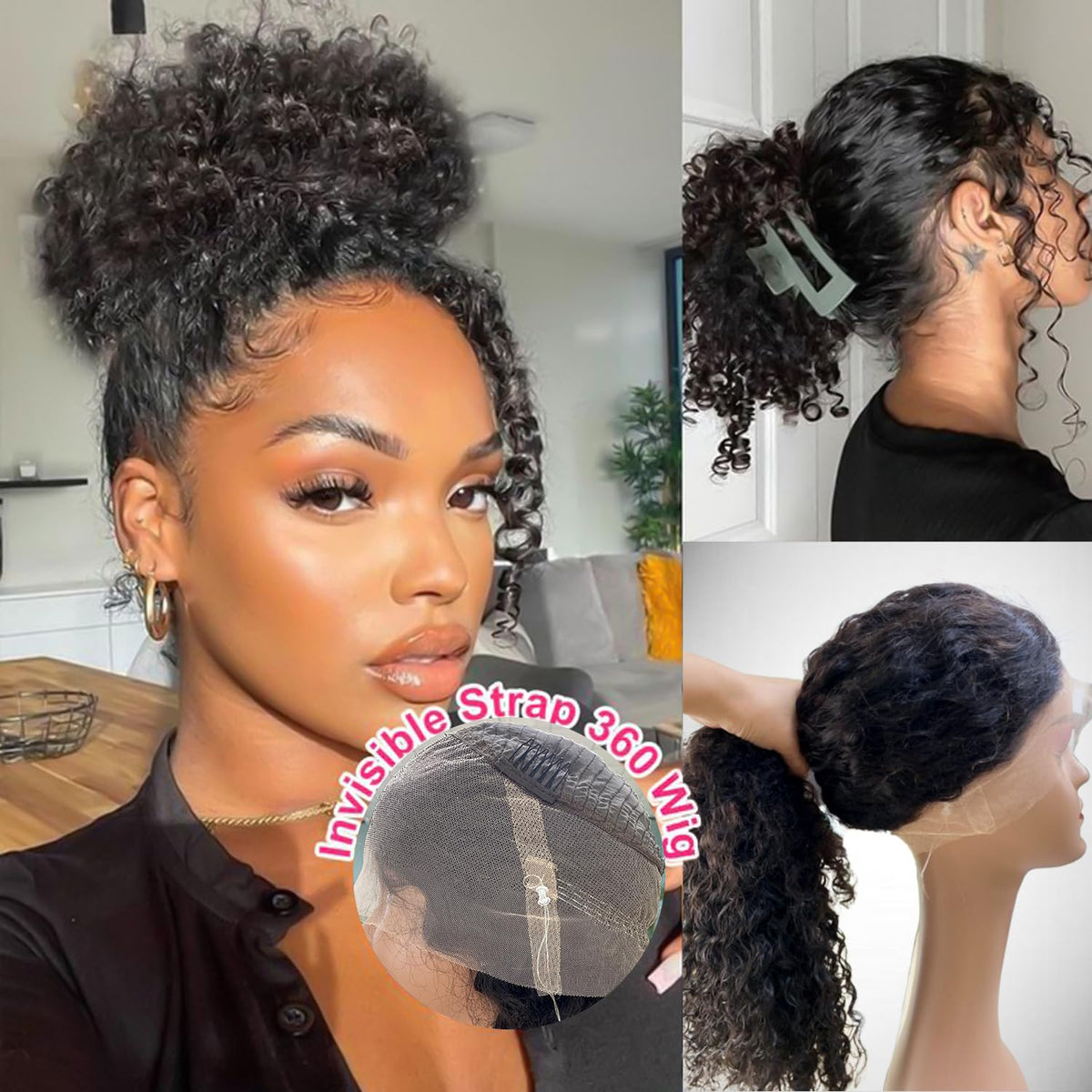ADESORAES 360 glueless wig hidden strap for quick, comfortable wear.