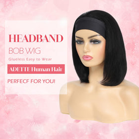 Adette headband wig close-up shows silky Brazilian hair and natural shine.