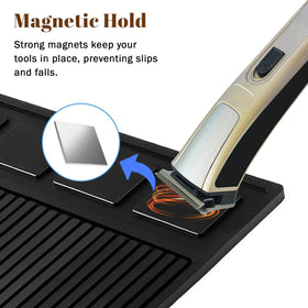 Adevar barber mat showing tool arrangement on four magnetic zones.