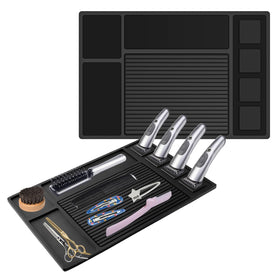 Adevar magnetic barber mat with clippers securely held in four sections for quick access.