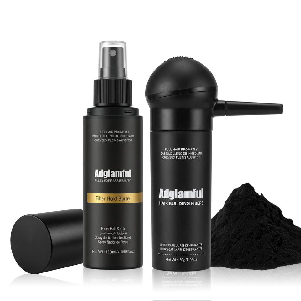 Adglamful Hair Building Fibers Bottle: instant natural coverage for thinning areas.