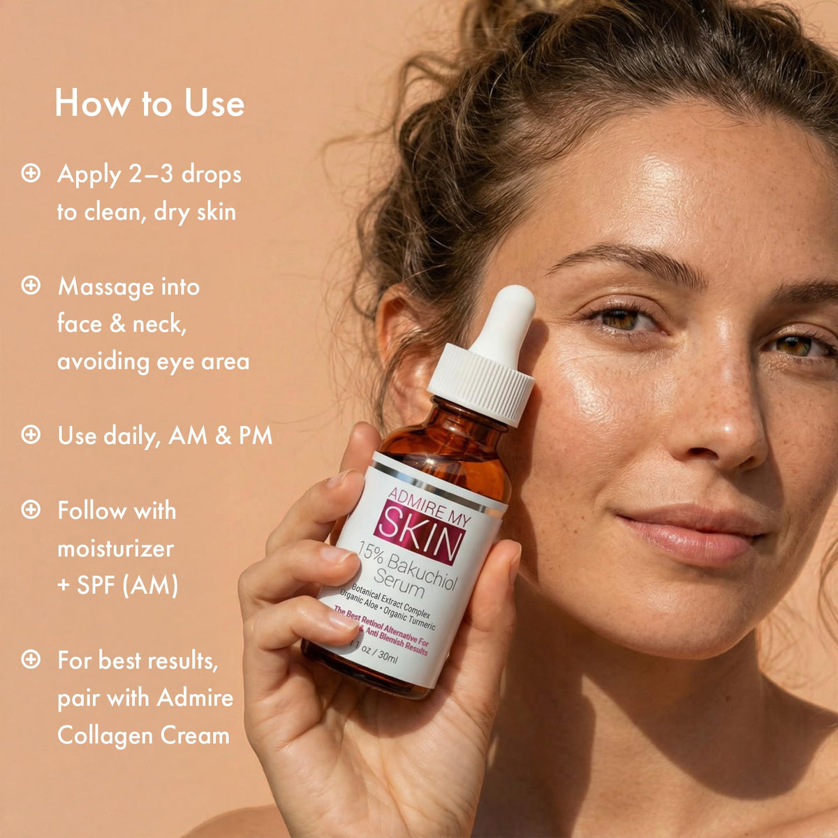 Admire My Skin Bakuchiol Serum USA-made packaging and labeling.