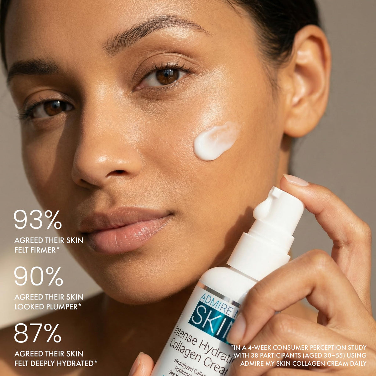 Admire My Skin collagen cream hyaluronic acid jar emphasizes moisture