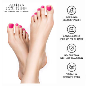 Durable gel finish from Adora Couture gel strips without mess.