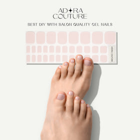 Close-up of Adora Couture gel nail strips on toes with a glossy finish