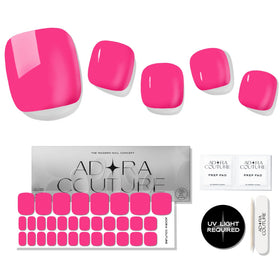 Adora Couture semi-cured gel nail strips on toes for a salon-quality look at home.