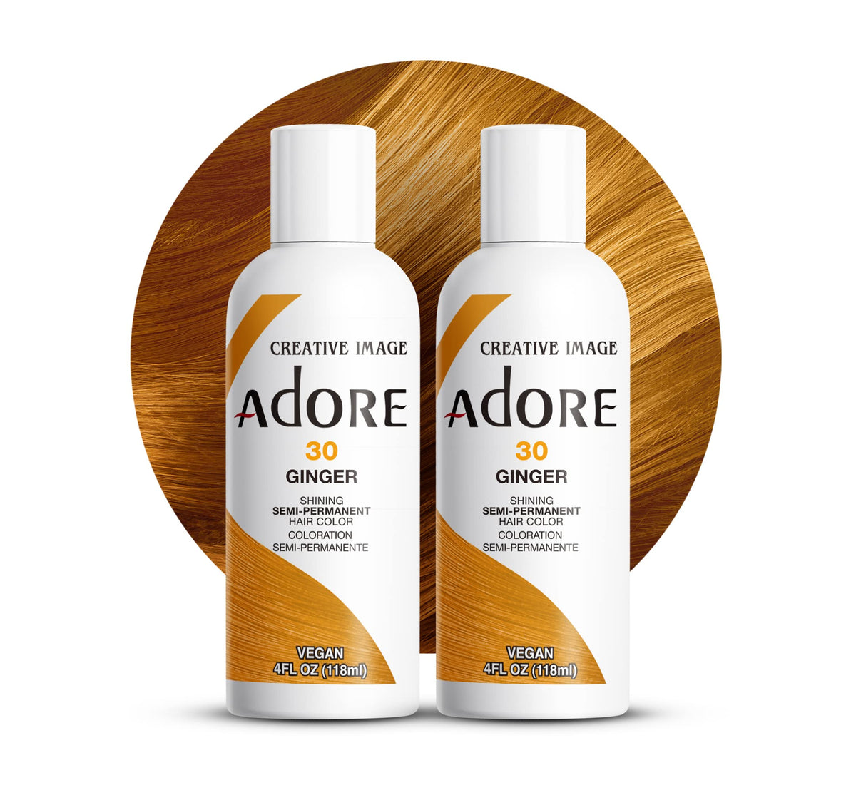 Adore 030 Ginger semi-permanent bottle for vibrant at-home color.
