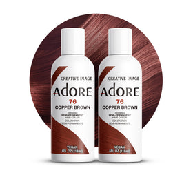 Adore Copper Brown semi-permanent dye 2-pack packaging highlighting vibrant, long-lasting color.