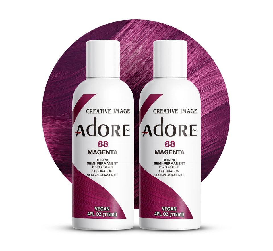 Adore Magenta semi-permanent bottle 2-pack shows bold color options for quick touch-ups