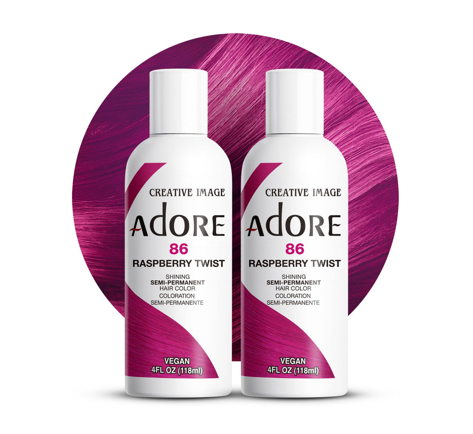 Adore Raspberry Twist bottle-front showing vibrant pink color option for at-home use