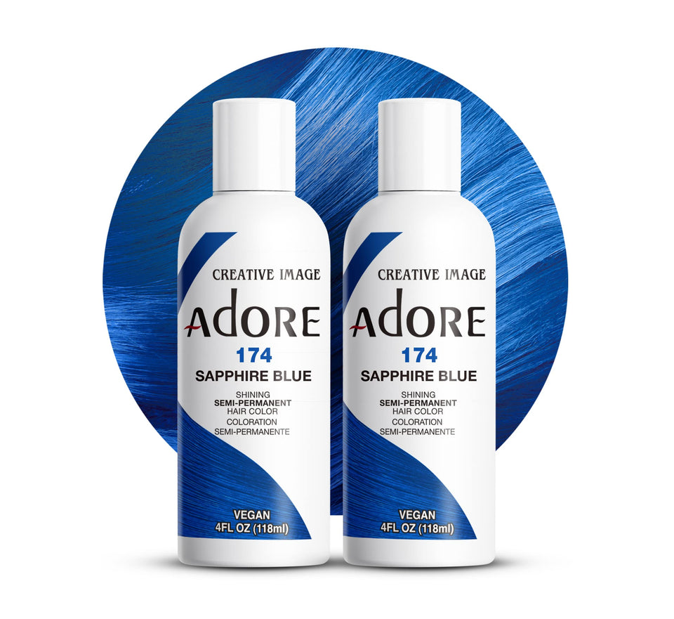 Adore Sapphire Blue bottle for at-home color application.
