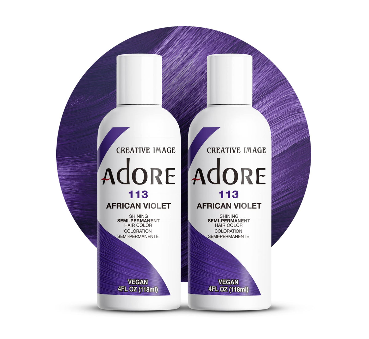 Adore semi-permanent African Violet bottle pour for quick application.