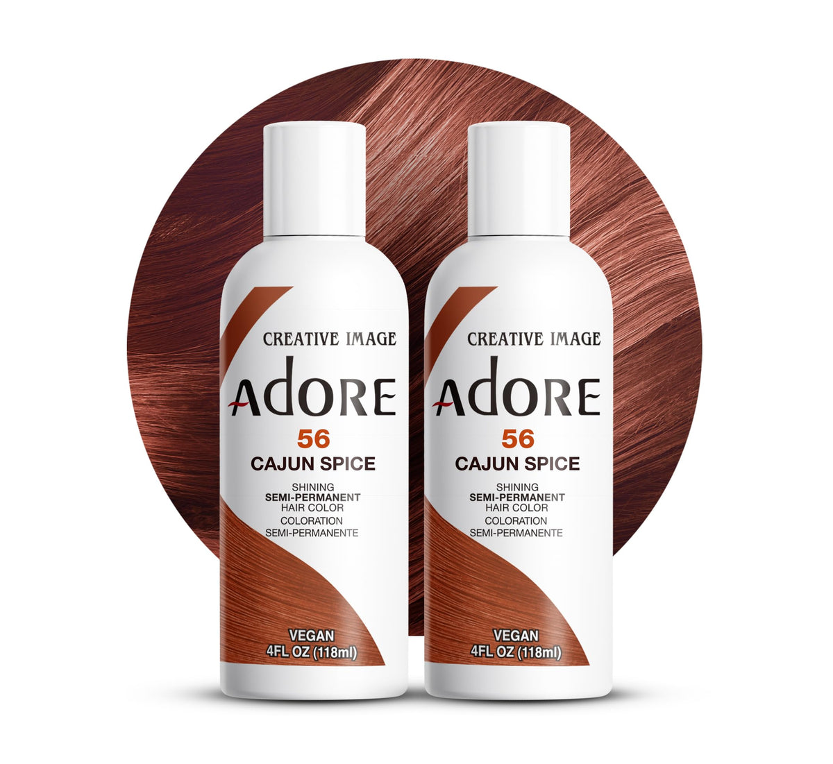 Adore Cajun Spice 2-pack packaging showcasing vegan, cruelty-free dye