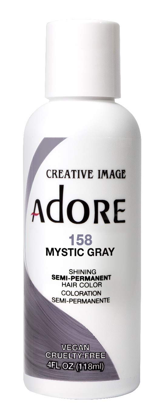 Adore Mystic Grey dye bottle showing rich color and long-lasting results