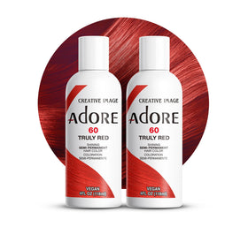 Adore Truly Red hair color bottle for vibrant application.