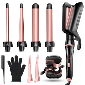 Aduarjo 5in1 curling wand set with 0.35in barrel creates tight curls.