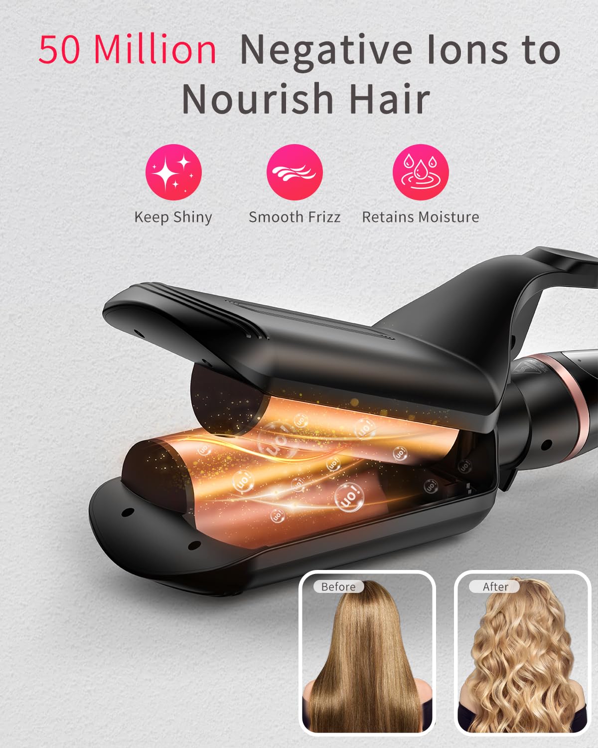 Aduarjo 5in1 curling wand set with 0.75in barrel for classic curls.