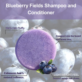 ADUTRY Blueberry Fields shampoo bar on hands illustrating travel-friendly solid care.