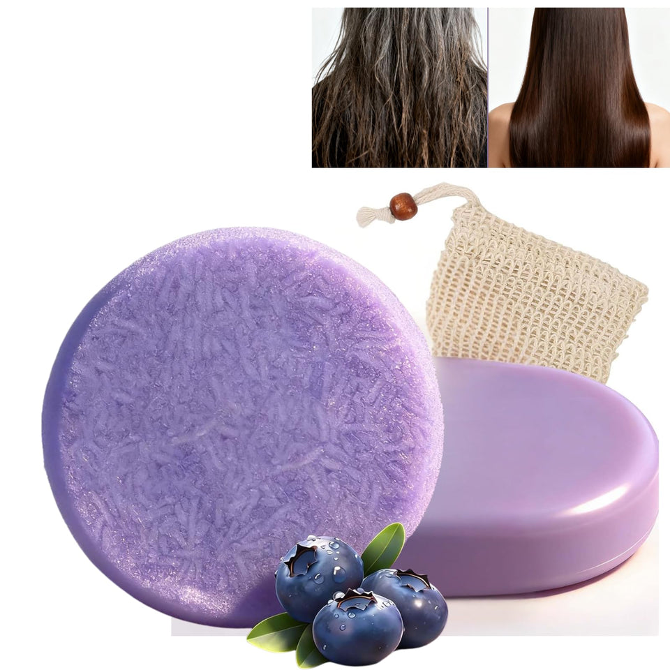 ADUTRY Blueberry Fields shampoo bar set pack shot highlighting balanced scalp and easy styling.