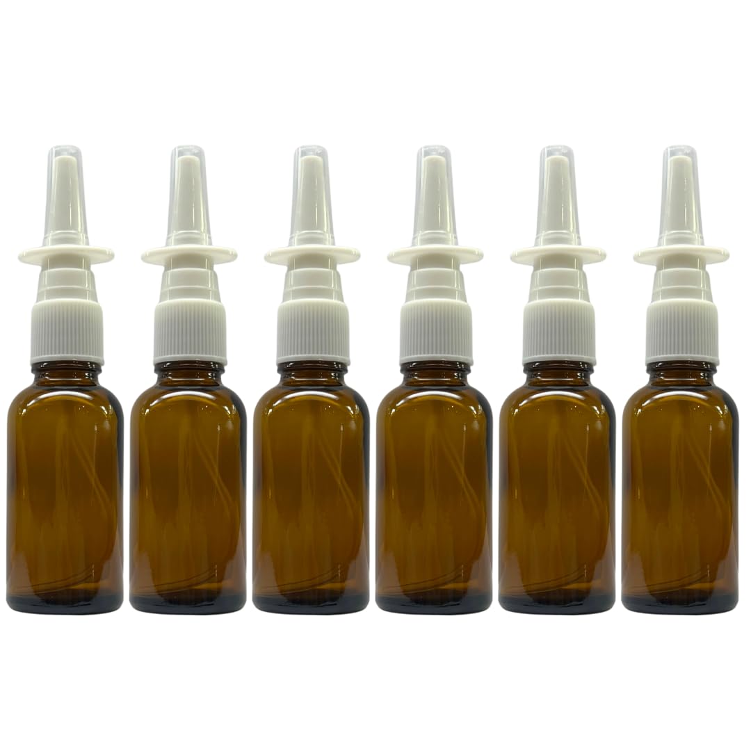 ADVANCED ASCENT amber glass 1oz nasal sprayer bottle for saline solutions.