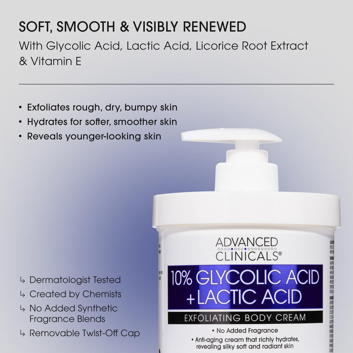 Advanced Clinicals texture closeup of velvety hydrating body cream