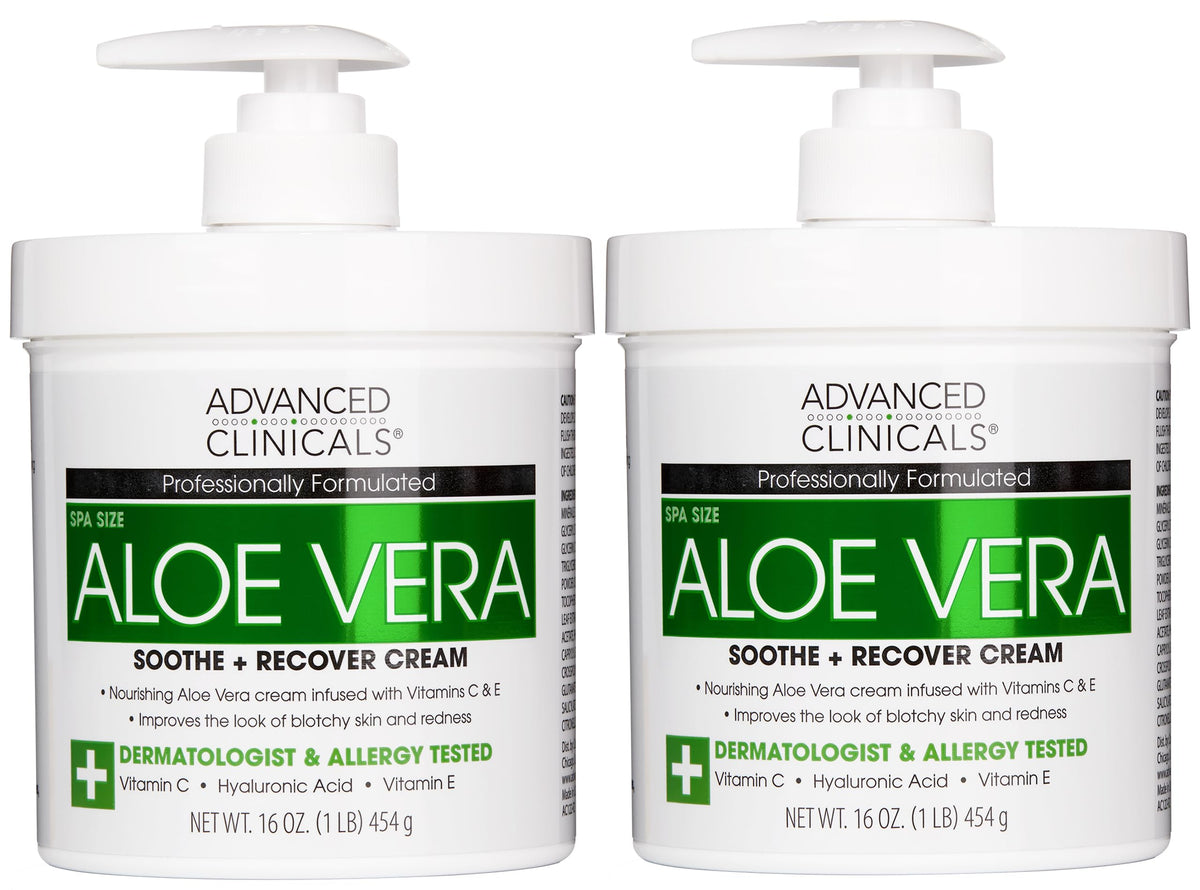 Advanced Clinicals Aloe Vera Lotion bottle front, providing daily hydration for dry skin.