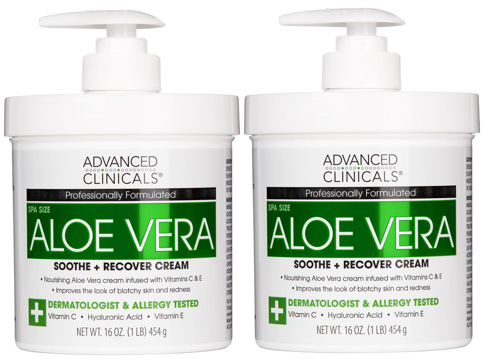 Advanced Clinicals Aloe Vera Lotion bottle front, providing daily hydration for dry skin.
